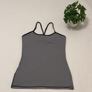 Lululemon Power Y Striped Black and Gray Tank Top